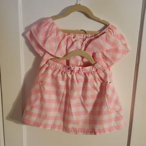 Girls pink gingham matching top and skirt